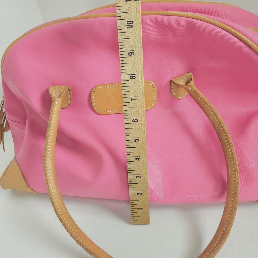 Jon Hart Pink Duffle Bag Medium Leather Trim Canvas Overnight Bag Non-Monogramed - Picture 11 of 13